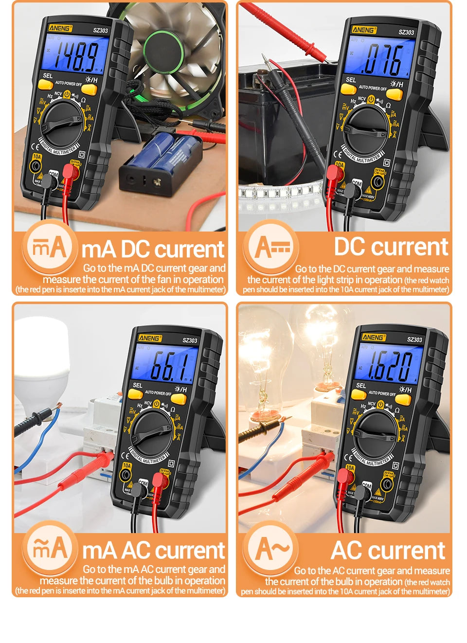 ANENG Digital Multimeter Professional Tester SZ303 AC/DC Voltage Resistance High Precision Professional Electrical Detection Too