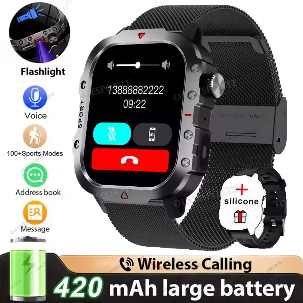 2026 New SmartWatch Men Militray Outdoor GPS Sport Watches Heart Rate Sleep Waterproof Smart Watch IOS Android