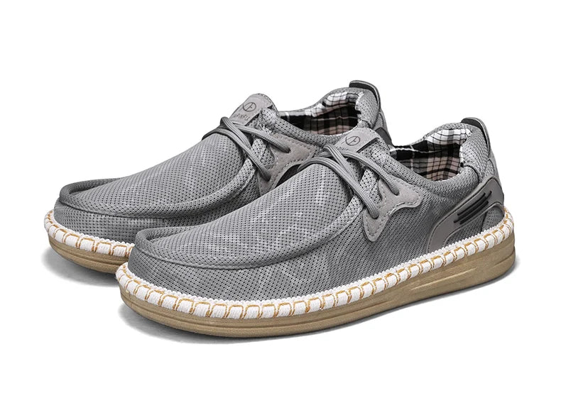 2026 Summer New Men Slip-on Breathable Mesh Shoes, Lazy Casual Hemp Sole Low-top Loafers, Lightweight Anti-slip Fisherman Shoes