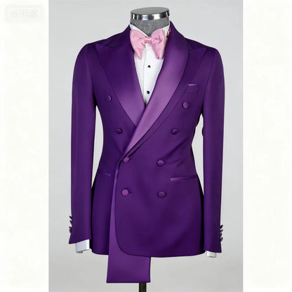 Rose Pink 2-Piece Men's Tuxedo with Spacious Lapel for Wedding Banquet Party Formal Men's Clothing Custom-Made Di
