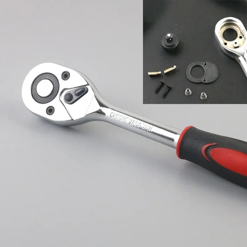 46pcs Drive Ratchet Torque Wrench Combo Auto Repairing Set Mechanic Tool Car Repair Tool Kit 1/4-Inch Socket Set Car Repair Tool