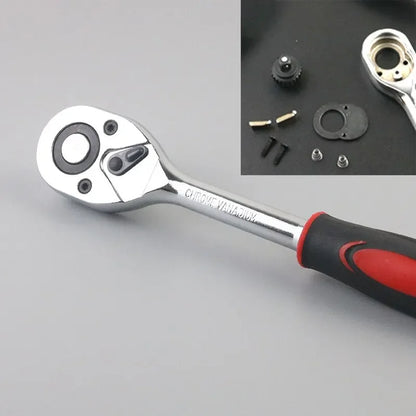 46pcs Drive Ratchet Torque Wrench Combo Auto Repairing Set Mechanic Tool Car Repair Tool Kit 1/4-Inch Socket Set Car Repair Tool