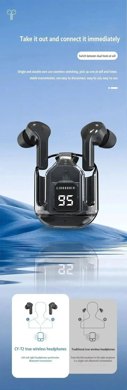 T2 TWS Bluetooth Earbuds Wireless 5.0 Sport Gaming Headsets Noise Reduction Earphone Mic Headphones with LED Display Earphones