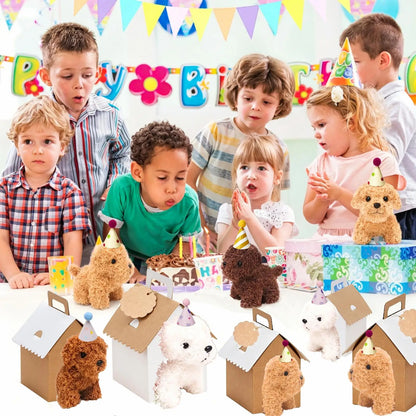 6-36 Pcs 4.7Inch Puppy Stuffed Animals Bulk with Hat Card Paper Boxes Adopt A Puppy Party Favors Kids Stuffed Dogs Birthday Gift