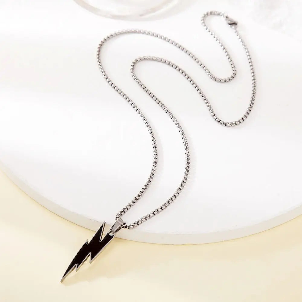 TOHM Fashion Stainless Steel Lightning Pendants Necklace  Hip Hop Party Gifts Waterproof Charms Jewelry Not Fading