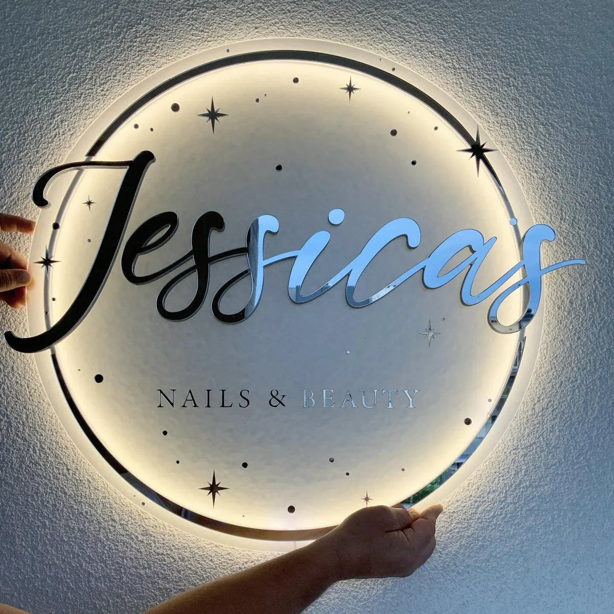 Personalized Business Sign With LED Backlit Floating LED Custom Logo Sign for Beauty Salon ,Office，Spa Illuminated Wall Sign
