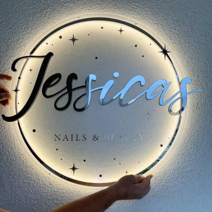 Personalized Business Sign With LED Backlit Floating LED Custom Logo Sign for Beauty Salon ,Office，Spa Illuminated Wall Sign