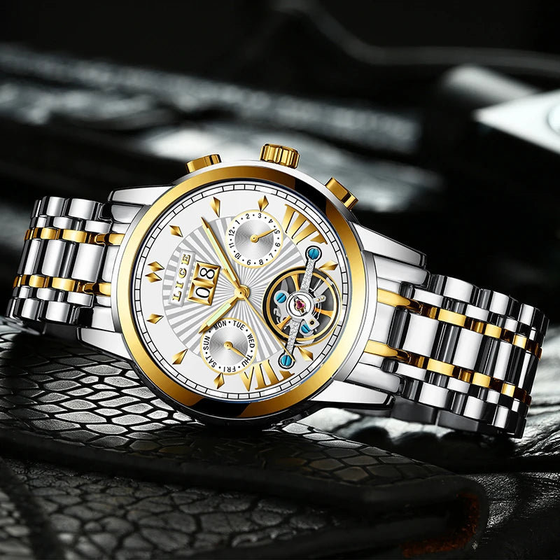 2026 LIGE Automatic Mechanical Wrist Watches For Men Top Brand Luxury Tourbillon Men Watch Fashion Business Waterproof Watch Men