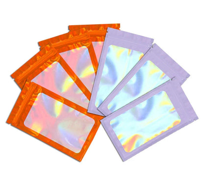 50pcs pack Mylar Bags Laser Color Plastic Packaging Mini Pouch Resealable ZipLock Smell Proof Coffee Herb Powder