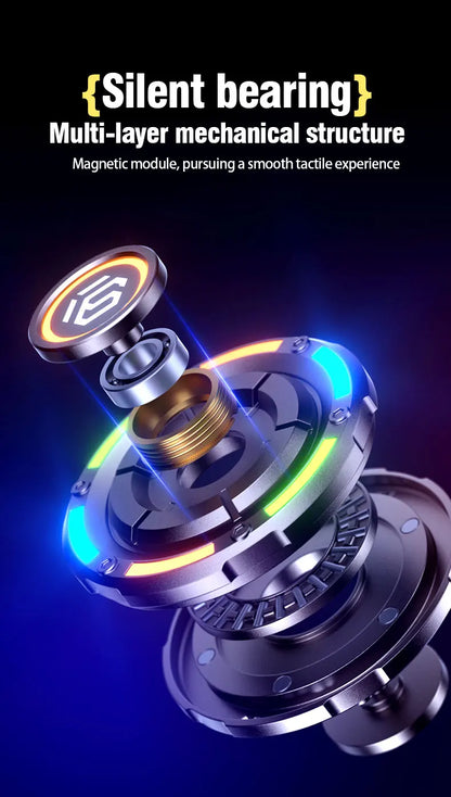 Metal EDC fidget spinner rotatable with luminous effect mechanical card-pushing function It's a stress-relieving toy Gifts  boys