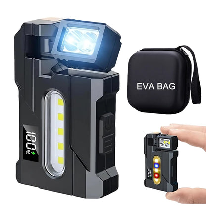 COB+XPE Dual Light Flashlight, 1200LM Adjustable Head with Magne t& Clip,USB Rechargeable Mini Work Light for Camping Hiking EDC