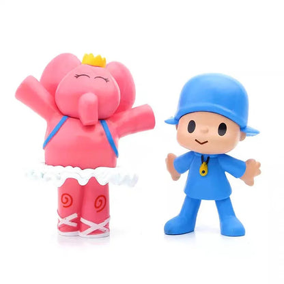 / 7Pcs/Set Kawaii Pocoyo Animal Toy Bird Duck Elephant Doll Toy Model Scene Ornaments Anime Cartoon Cute Pvc Figures Toys