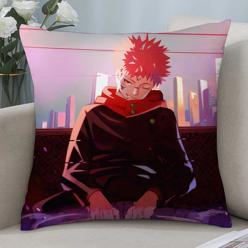 J-Jujutsu Kaisen Ryomen SukunaS Pillow Case Short Plush Pillow Covers Sofa Decor Gift Home Double-sided Printing Cushion Cover