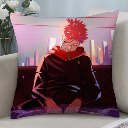 J-Jujutsu Kaisen Ryomen SukunaS Pillow Case Short Plush Pillow Covers Sofa Decor Gift Home Double-sided Printing Cushion Cover