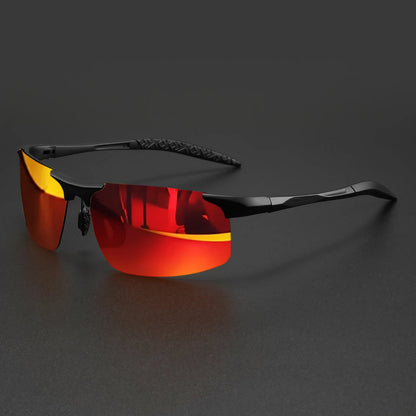 Classic Colorful Semi-Rimless Outdoor Polarized Sunglasses - Spring Hinge, UV400 for Driving, Fishing & Daily Use