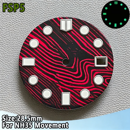 28.5mm NH35 Watch Dial Luminous Dials Single Calendar Dial Suitable For NH35 Movement Can Support DIY Dial Customization Logo