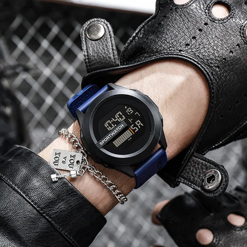 YIKAZE Men Sport LED Watches Top Brand Men Digital Clock Multi-Functional Rubber Man Fitnes Athlete Timekeeping Electronic Watch