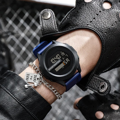 YIKAZE Men Sport LED Watches Top Brand Men Digital Clock Multi-Functional Rubber Man Fitnes Athlete Timekeeping Electronic Watch