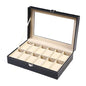 6/10/12Slots Gray Watch Boxes Watch Case with Large Glass Lid, Removable Watch Pillows, Watch Box Organizer, Gift for Loved Ones