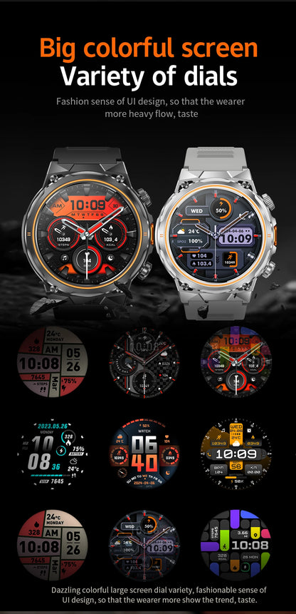 LIGE 2026 Nowy Zewnętrzny Wojskowy Zegarek Smartwatch z Baterią 400 mAh, Wodoodporność 5ATM, Latarka, Monitor Tętna, Tracker Sportowy dla Mężczyzn