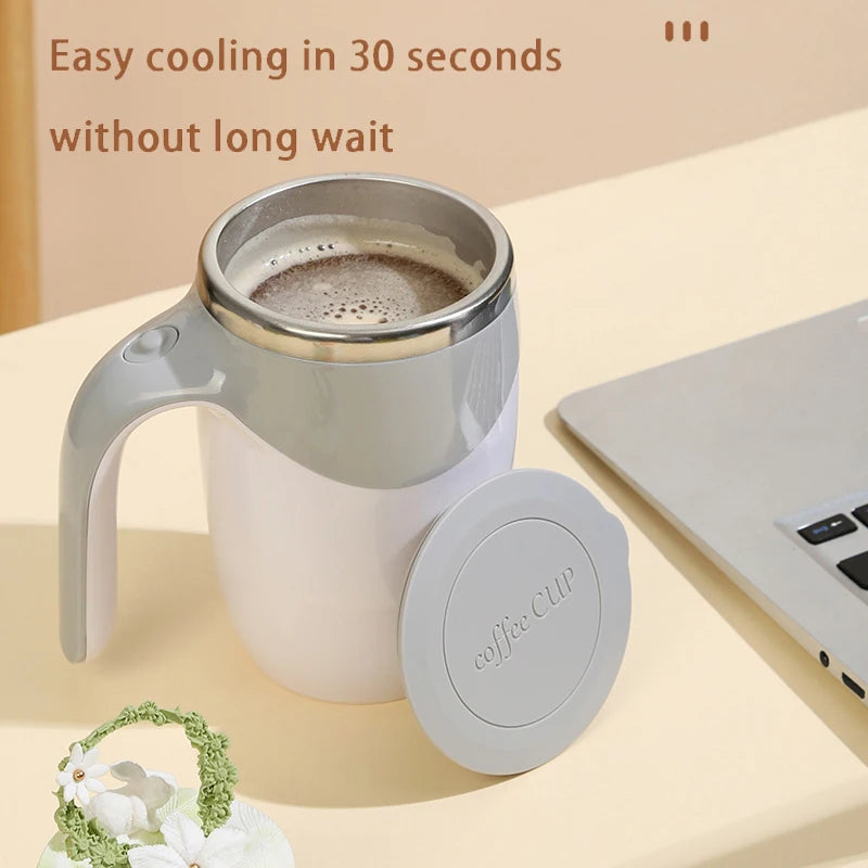 Portable Automatic Stirring Coffee Mug Magnetic Electric Stainless Steel Self Mixing Coffee Tumbler Rotating Home Office Travel