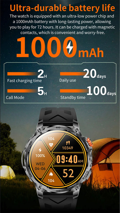 T-Rex 3 Military 1000mAh Super Capacity Battery Men Smart Watch 1.75" HD Screen Call 5ATM Waterproof Sport Smart Watches For Men