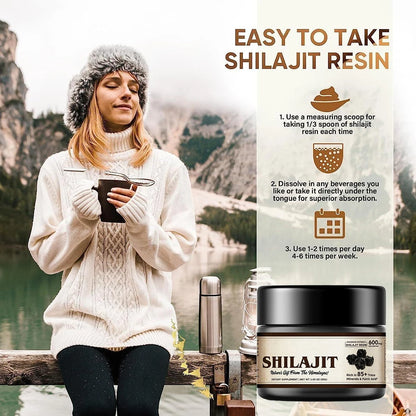 Shilajit Pure Himalayan Organic Shilajit Resin - with Fulvic Acid & 85+ Trace Minerals Complex for Energy & lmmune Support 600mg