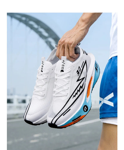 Couple Breathable Mesh Carbon Board Shoes, Student Sports Exam Shoes, Chunta Ultra Light Rebound Marathon Running Shoes