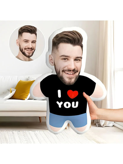 Newly designed personalized photo pillow with face and body design, perfect gift for couples, boyfriends, girlfriends