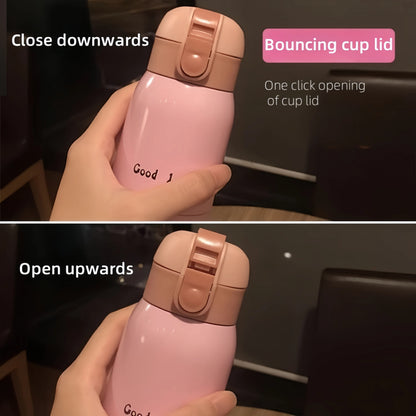 200/350ml Cute Mini Thermos Cup Stainless Steel Thermal Coffee Mug Portable Vacuum Flask Insulated Water Bottle with Button Lid