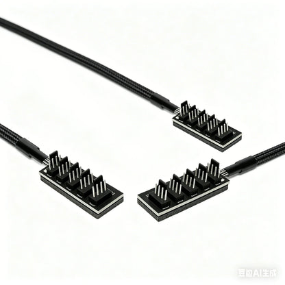 1 to 5 PWM Fan Hub PC CPU Cooling 4PIN Fan Power Cable Hub Adapter Sleeved Case Splitter for Computer Cooler Case Fans