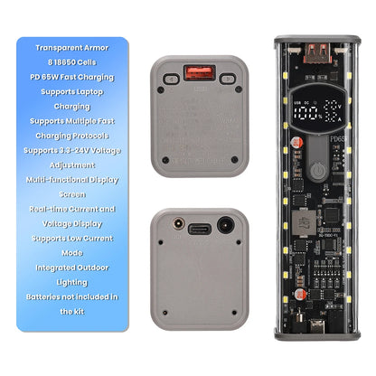 PD65W 45W Super Fast Charging DIY Power Bank Case Weld-Free 8-Cell 18650 Battery Storage Box Daul USB Type C Output