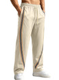 Men Striped Side Track Pants Elastic Drawstring Waist Sweatpants Straight Leg Joggers Streetwear Loose Sport Pants Daily Workout