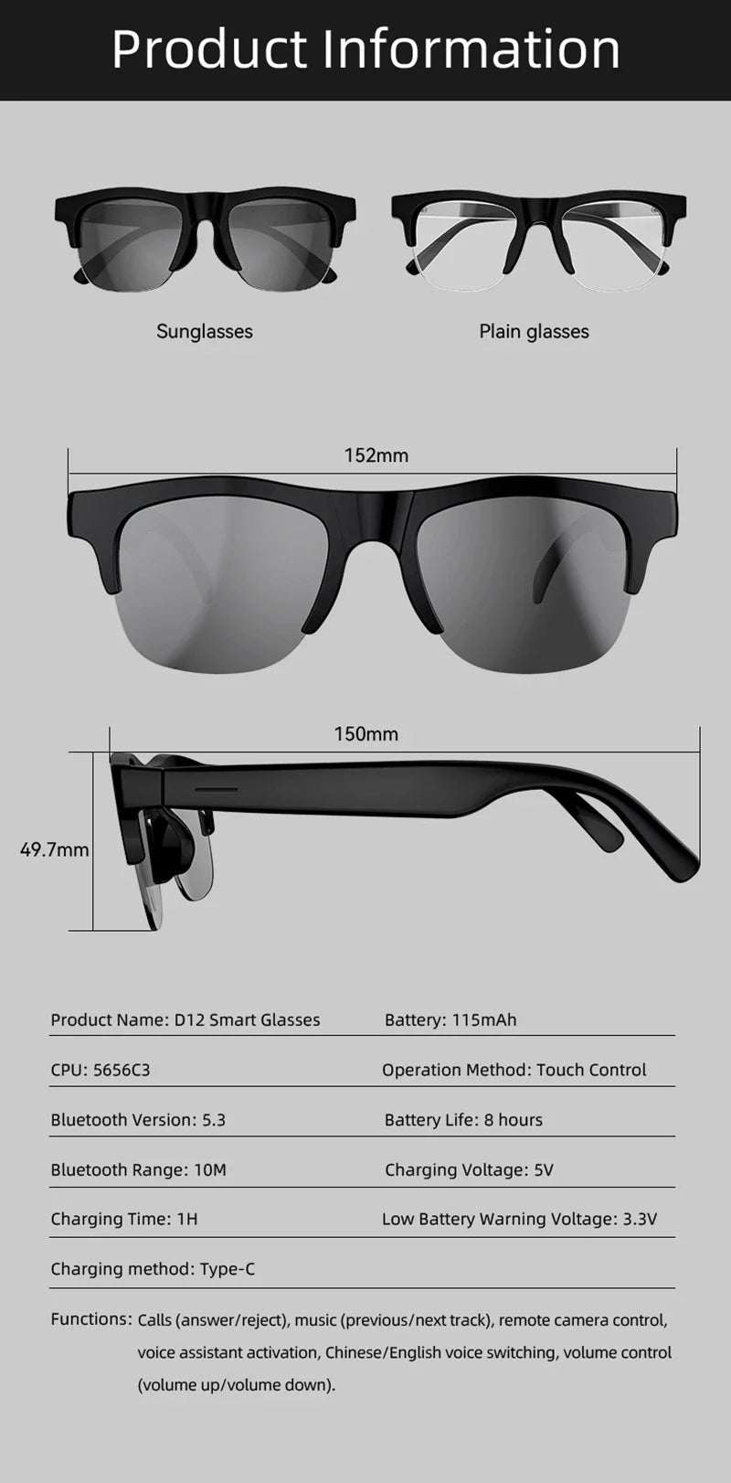 Lenovo 8K HD AI Smart Glasses AI Translation Hands-Free Calling AI Chat Logging Music Playback Smart Sunglasses for Men 2026 Ne