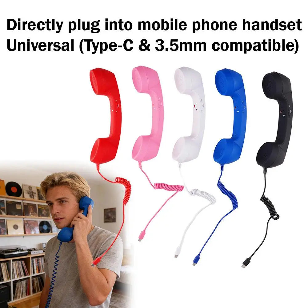 3.5mm Universal Retro Telephone Handset Retro Telephone Receiver Handset Mini Microphone Speaker for Mobile Phones Computers