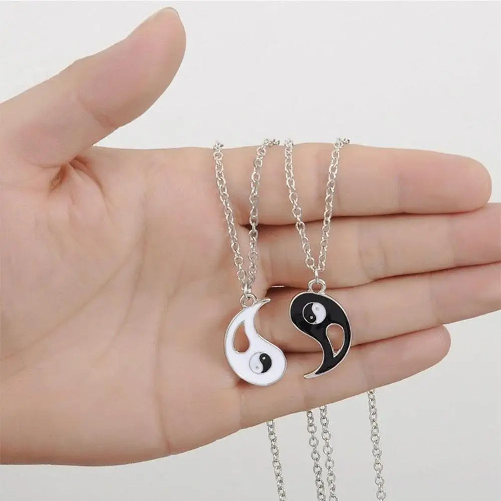 Couple Bracelets Rings Yin Yang Tai Chi Alloy Pendant Adjustable Braid Chain Necklace Matching Lover Bracelet Necklace Earring