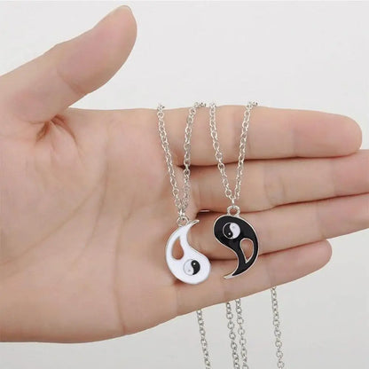 Couple Bracelets Rings Yin Yang Tai Chi Alloy Pendant Adjustable Braid Chain Necklace Matching Lover Bracelet Necklace Earring