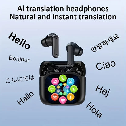 AI Real-time Translation Headset, 150 Language Translation. Translation Wireless Headphones, LCD Large-screen TWS In-ear ANC ENC