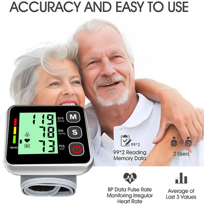 Blood Pressure Monitor Heart Beat Rate Pulse Meter Digital Tensiometro Health Medical BP Sphygmomanometer Wrist Cuff Digital