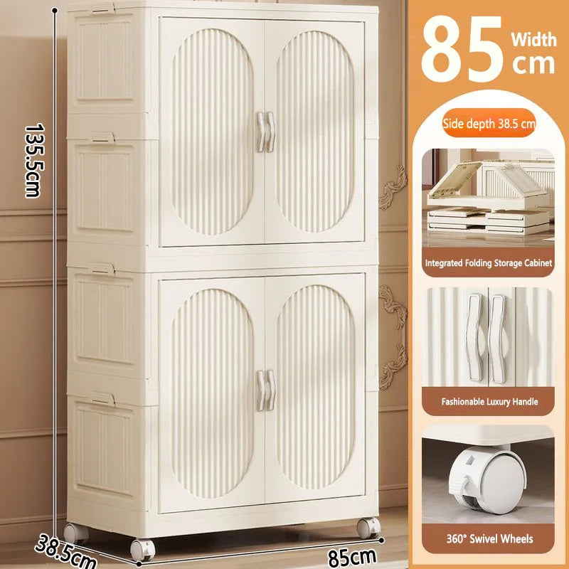 Foldable Baby Closet Plastic Infant Wardrobe Children's Clothing Storage Cabinet for Home Bedroom No Installation Needed