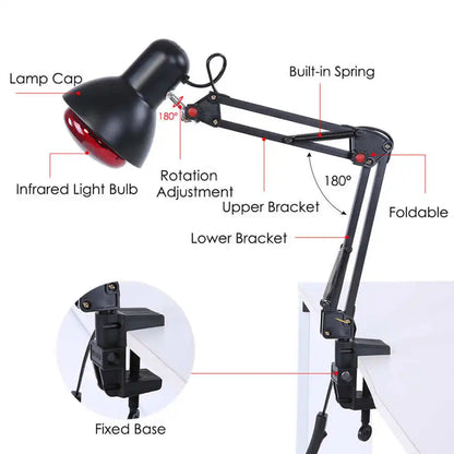 ZONGKUNG Physiotherapy Lamp Massage Tools Infrared Heat Heating Therapy Light Pain Relief Health Care Black Relief Pain Tools