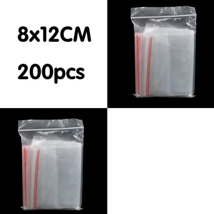 100/200/300pcs Small Zip Lock Plastic Bag Reclosable Transparent Bag Shoe Bag Vacuum Bag Poly Clear Bags Thickness 0.05mm
