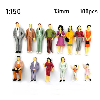 100Pcs/Bag 1:100/1:150/1:75/1:50 Scale Plastic People Figures Model Building Passengers DIY Character Mixed Color Pose Kids Toys