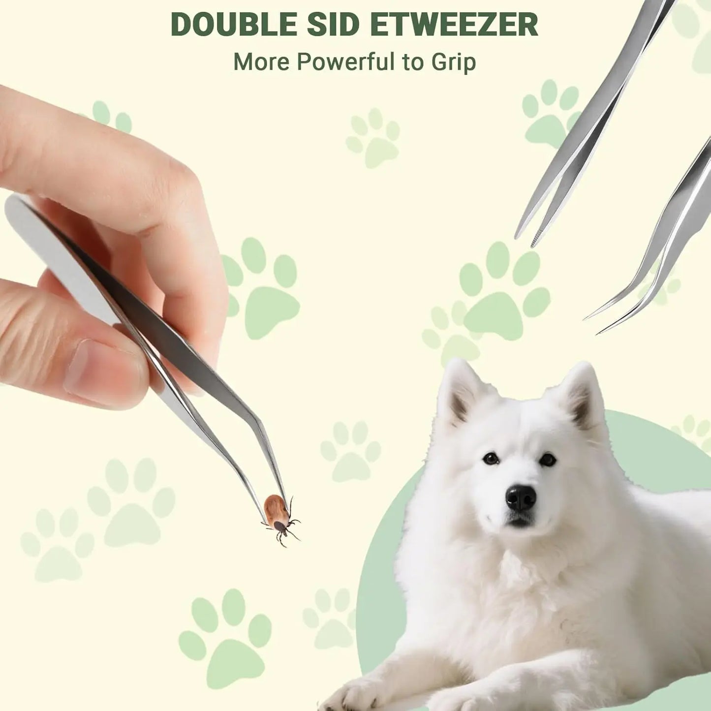 1Set Portable Tick Removal Tweezers Professional Painless Tick Remover Tool for Dogs Cats Pets Human Tick Extractor Accessories