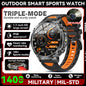 Smartwatch LIGE 2026 wojskowy, bateria 1400mAh, dla mężczyzn, latarka zewnętrzna, wodoodporność IP68, pulsometr, połączenia Bluetooth, bransoletka sportowa