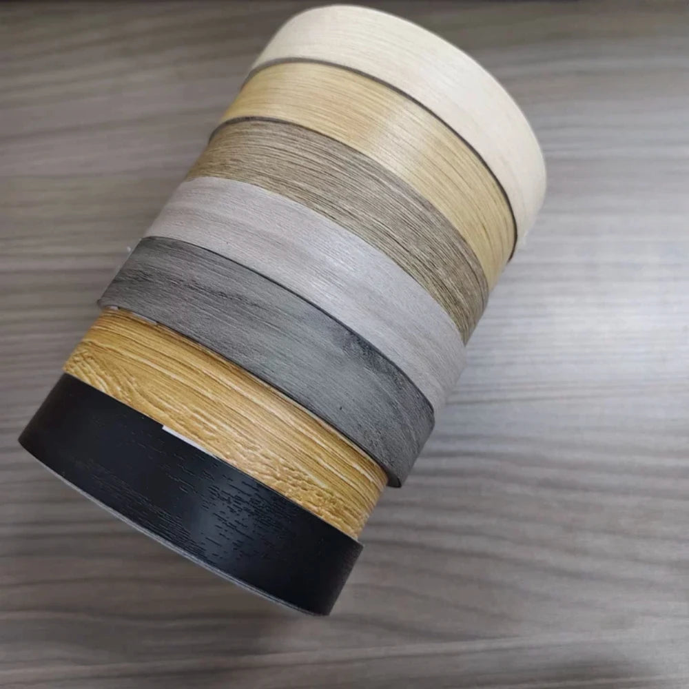 1pc 10mX1/1.5/2cm Wood Grain PVC Edge Banding Tape, Self-Adhesive Peel and Stick Furniture Edge Trim for Cabinets, Tables