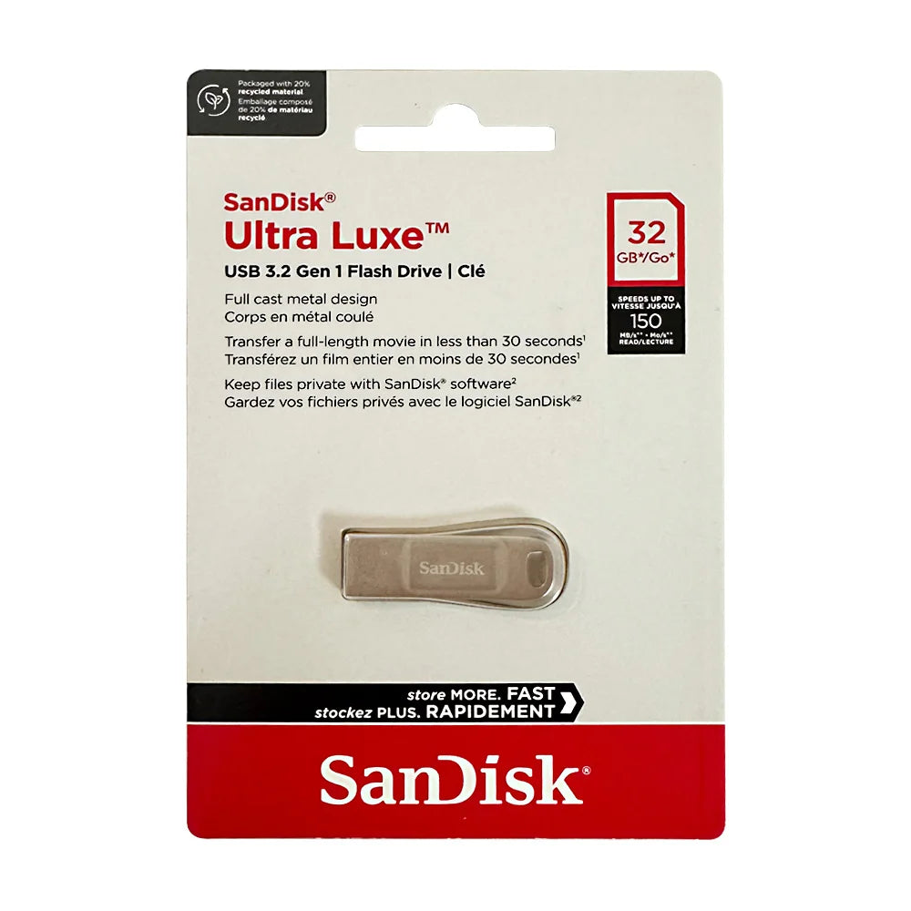 SanDisk 100% Oryginalny, Prawdziwy Ultra Luxe USB 3.2 Pendrive USB 32GB 64GB 128GB 256GB Pamięć Flash Full Metal Jacket