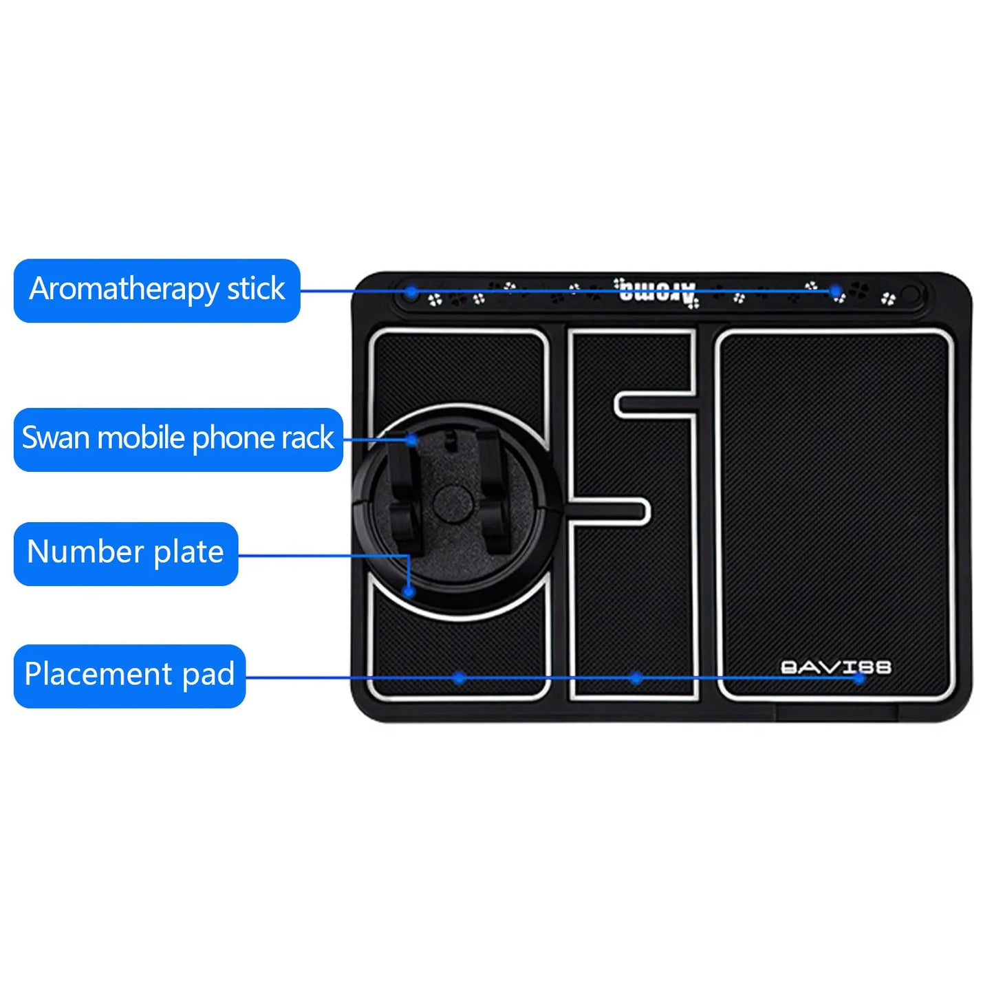 4 In 1 PVC Car Anti-Slip Mat  panel Silicone Phone Holder Dashboard Mount Stand Multi-purpose Car Organizer Tray Car Accessory