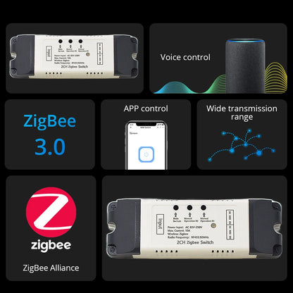 Alexa Smart Switch Zigbee Smart Home 2/1 Channels 220V 7-32V 85-250V 10A Relay Module Work With Alexa/Google Assistant