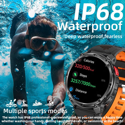 LIGE Smart Watch 2026 Gorąca Sprzedaż 1100mAh Wojskowy Wodoodporny Kompas Latarka LED Tryby Sportowe Męski Smartwatch Dla Android iOS